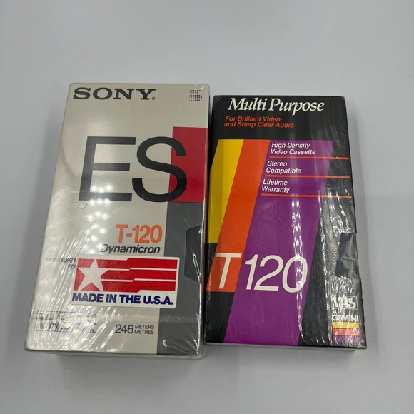 T-120 Sony & Gemini VHS Blank Tapes NEW SEALED Three Pieces NOS - Picture 2 of 7